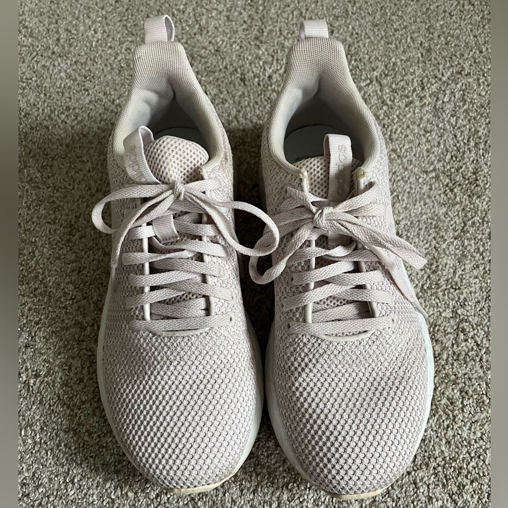 Adidas size 7 and a half barley worn light purple sneakers